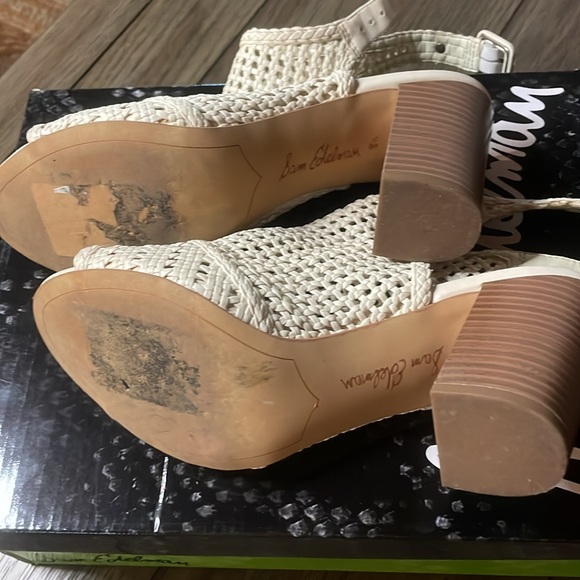 Sam Edelman Evie Ivory leather peep toe sandals size 8.5 - Picture 6 of 6